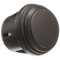 ZF Electronics Switch, Pushbutton, SPST, ON-OFF, IP65, Round, Non-Illum, Black, No Legend, 10A, 125VAC, QC