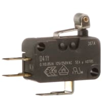 ZF Electronics Switch, Mini Snap Action, SPDT, ON-MOM, Roller Lever Actuator, 0.1A, 125VAC, QC