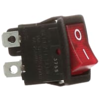 ZF Electronics Switch, Rocker, DPST, ON-OFF, Concave, Illuminated, Neon Red, O/I Legend, 10A, 125VAC, QC