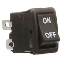 ZF Electronics Switch, Rocker, DPST, ON-OFF, Concave, Non-Illum, Black, ON-OFF Legend, 10A, 125VAC, QC