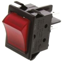 ZF Electronics Rocker Switch, DPST, ON-OFF, Illuminated, Red, 250 VAC, 16A, QC, WR Series