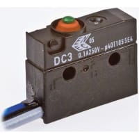 ZF Electronics Switch, Snap Action, SPDT, NO/NC, IP67, Button Actuator, Gold Contact, 100mA, 30VDC, Sdr