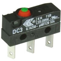 ZF Electronics Switch, Snap Action, SPDT, NO/NC, IP67, Button Actuator, Gold Contact, 100mA, 30VDC, Sdr