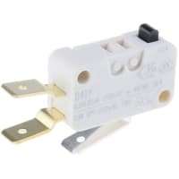 ZF Electronics Switch, Snap Action, SPDT, NO/NC, Button Actuator, Gold Contact, 100mA, 250VAC, Tab Term