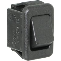 ZF Electronics Switch, Rocker, SPST, ON-OFF, Concave, Non-Illum, Black, No Legend, 6A, 125VAC, Solder