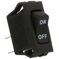 ZF Electronics Switch, Rocker, SPST, ON-OFF, Non-Illum, Red/Black Act, ON-OFF Legend, 20A, 125VAC, QC