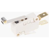 ZF Electronics Switch, Snap Action, SPDT, NO/NC, Roller Actuator, Gold Contact, 100mA, 250VAC, Tab Term