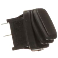 ZF Electronics Switch, Rocker, SPST, NO, OFF-MOM, IP65, Flat, Non-Illum, Black, No Legend, 16A, 125VAC, QC