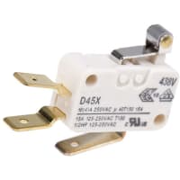 ZF Electronics Switch, Snap Action, SPDT, NO/NC, Roller Actuator, Silver Alloy, 16A, 250VAC, Tab Term