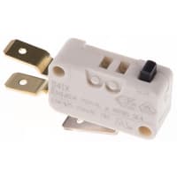 ZF Electronics Switch, Micro, SPDT, NO/NC, Button Actuator, Gold Contacts, 100mA, 250VAC, Tab Terminal