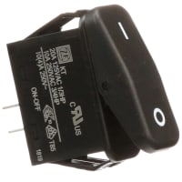 ZF Electronics Switch, Rocker, SPST, ON-OFF, IP56, Rev Concave, Non-Illum, Blk, O/-Legend, 20A, 125VAC, QC