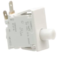 ZF Electronics Switch, Pushbutton, SPDT, N.O/N.C, ON-MOM, Round Pin Actuator, 0.1A, 125VAC, QC