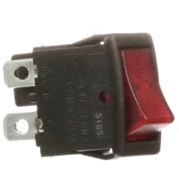 ZF Electronics Switch, Rocker, SPST, ON-OFF, Concave, Illuminated, Neon, Red, No Legend, 10A, 125VAC, QC