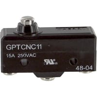 ZF Electronics Switch, Snap Action, SPDT, IP40, Button Act, Silver Alloy Contact, 15A, 250VAC, Screw