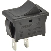 ZF Electronics Switch, Rocker, SPST, ON-OFF, Concave, Non-Illuminated, Black, No Legend, 10A, 125VAC, QC