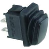 ZF Electronics Switch, Rocker, SPST, ON-OFF, IP65, Flat, Non-Illum, Black, No Legend, 16A, 125VAC, QC