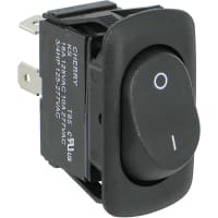 ZF Electronics Switch, Rocker, SPST, ON-OFF, IP56, Concave, Non-Illum, Black, I/O Legend, 16A, 125VAC, QC