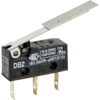 ZF Electronics Switch, Snap Action, SPDT, NO/NC, Extra Wide Lever Actuator, 10.1A, 250VAC, Tab