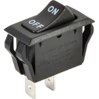 ZF Electronics Switch, Rocker, SPST, ON-OFF, Non-Illum, Black Actuator, ON-OFF Legend, 20A, 125VAC, QC