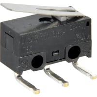 ZF Electronics Switch, Snap Action, SPDT, NO/NC, Lever Actr, Gold Plated Contact, 50mA, 30VDC, RA PCB