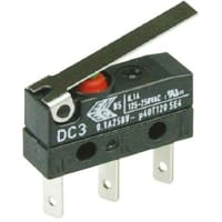 ZF Electronics Switch, Snap Action, SPDT, NO/NC, IP67, Lever Actuator, Gold Contact, 100mA, 30VDC, Sdr