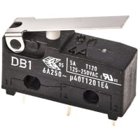 ZF Electronics Switch, Snap Action, SPDT, NO/NC, Lever Actr, Gold/Silver Alloy, 6A, 250VAC, Thru Hole