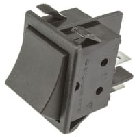 ZF Electronics Switch, Rocker, DPST, ON-OFF, Concave, Non-Illuminated, Black, No Legend, 16A, 250VAC, QC