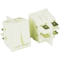 ZF Electronics Switch, Rocker, Twin, DPST, ON-OFF, Concave, Wht, Non-Illum, No Legend, 16A, 250VAC, QC