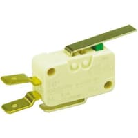 ZF Electronics Switch, Micro, SPDT, NO/NC, Straight Lever Actuator, Gold Contacts, 100mA, 250VAC, Tab