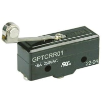 ZF Electronics Switch, Snap Action, SPDT, NO/NC, Roller Act, Silver Alloy Contact, 15A, 250VAC, Screw