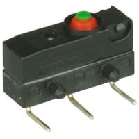 ZF Electronics Switch, Snap Action, SPDT, NO/NC, IP67, Button Actuator, Gold Contact, 100mA, 30VDC, Sdr