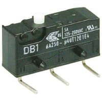 ZF Electronics Switch, Snap Action, SPDT, NO/NC, Button Actr, Gold/Silver Alloy, 6A, 250VAC, Thru Hole