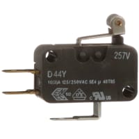 ZF Electronics Switch, Snap Action, SPDT, IP50, Roller Actuator, Silver Alloy, 10A, 125VAC, 6A, 30VDC, QC