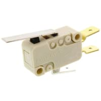 ZF Electronics Switch, Snap Action, SPDT, NO/NC, Straight Actuator, Silver Alloy, 16A, 250VAC, Tab Term