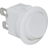 ZF Electronics Switch, Rocker, SPST, ON-OFF, Round, Non-Illum, White Base, Wht Act, Blank, 10A, 125VAC, QC