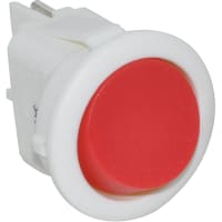 ZF Electronics Switch, Rocker, SPST, ON-OFF, Round, Non-Illum, White Base, Red Act, Blank, 10A, 125VAC, QC