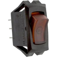 ZF Electronics Switch, Rocker, SPST, 15 A @ 125 VAC/10 A @ 250 VAC, 125/250, On-Off/Lighted