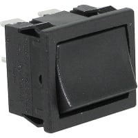 ZF Electronics Switch, Rocker, 12 A, 250 VAC, ON-OFF, Silver Alloy, Double Pole Black, 