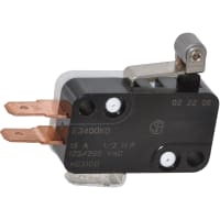 ZF Electronics Switch, 00K, 15 A, 125/250 VAC, Miniature Snap-Action, 400 g, 1.093 in.