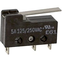 ZF Electronics Switch, Subminiature, 10H, 5 A, 125/250 VAC, SPDT, 0.781 in., Thermoplastic