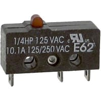 ZF Electronics Switch, Snap Action, 10.1 A, 125/250 VAC, Thermoplastic, SPDT, -40 to +85 C