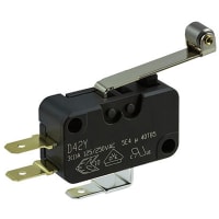 ZF Electronics Switch, Snap Action, SPDT, ON-MOM, IP50, Roller Actuator, Silver Contacts, 3A, 250VAC, QC