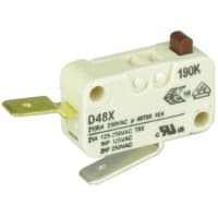 ZF Electronics Switch, Snap Action, SPST, NC, Button Actuator, Silver Alloy, 21A, 250VAC, Tab Term