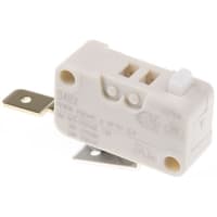 ZF Electronics Switch, Snap Action, SPST, NO, Button Actuator, Silver Alloy, 21A, 250VAC, Tab Term