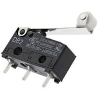 ZF Electronics Switch, Snap Action, SPDT, NO/NC, Roller Actuator, Gold/Silver Alloy, 10.1A, 250VAC, PCB