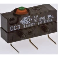 ZF Electronics Switch, Snap Action, SPDT, NO/NC, IP67, Button Actuator, Gold Contact, 100mA, 30VDC, Sdr