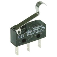 ZF Electronics Switch, Snap Action, SPDT, NO/NC, Sim Roller Actr, Gold/Silver Alloy, 10.1A, 250VAC, Tab