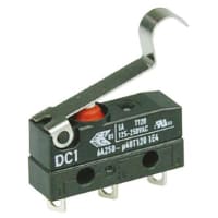 ZF Electronics Switch, Snap Action, SPDT, NO/NC, IP67, Sim Roller Actr, Silver Alloy, 6A, 250VAC, Solder