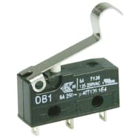 ZF Electronics Switch, Snap Action, SPDT, NO/NC, Sim Roller Act, Gold/Silver Alloy, 6A, 250VAC, Solder