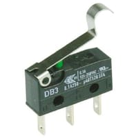 ZF Electronics Switch, Snap Action, SPDT, NO/NC, Sim Roller Actr, Gold/Silver Alloy, 100mA, 30VDC, QC